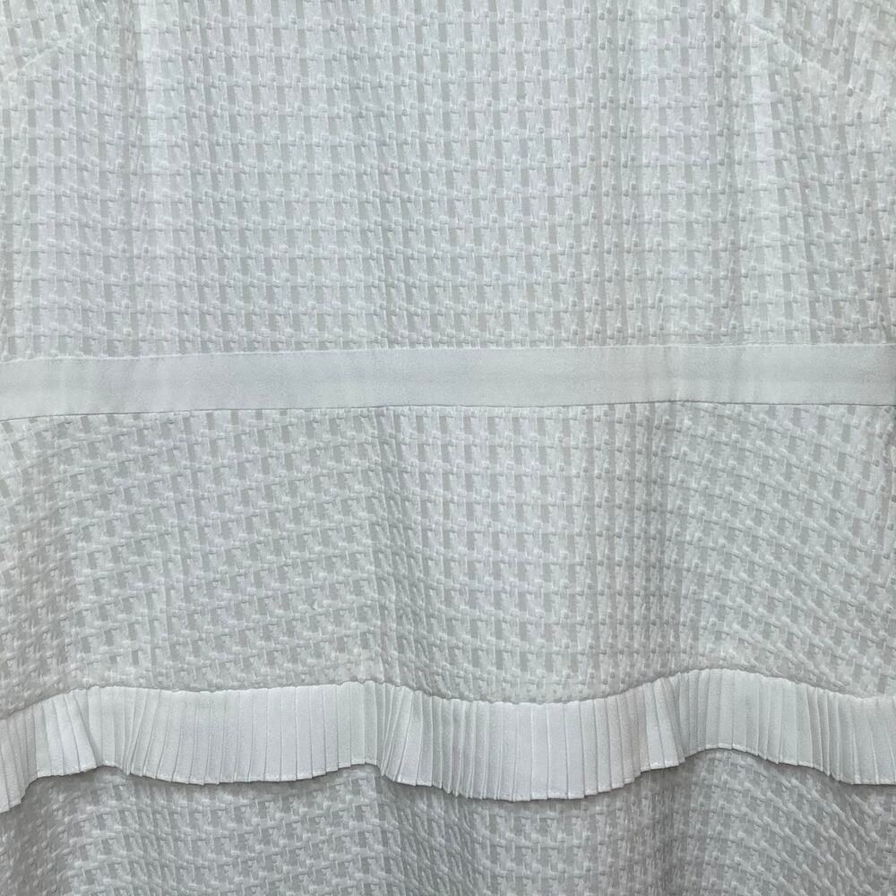 Kensie White Dress Size 14 Lace Top Tiered Pleated Ribbon Short Sleeves - Picture 8 of 14